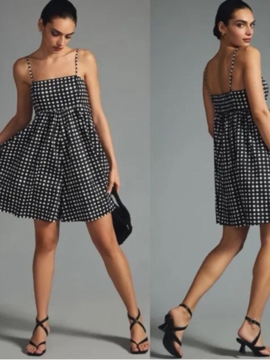 Hutch Pants - Anthropologie Hutch Black & White Gingham
Romper Dress Small